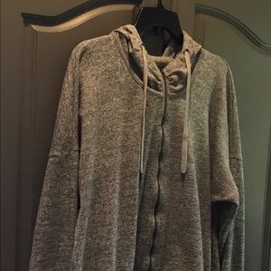 Gray Hooded Zip-up Sweatshirt